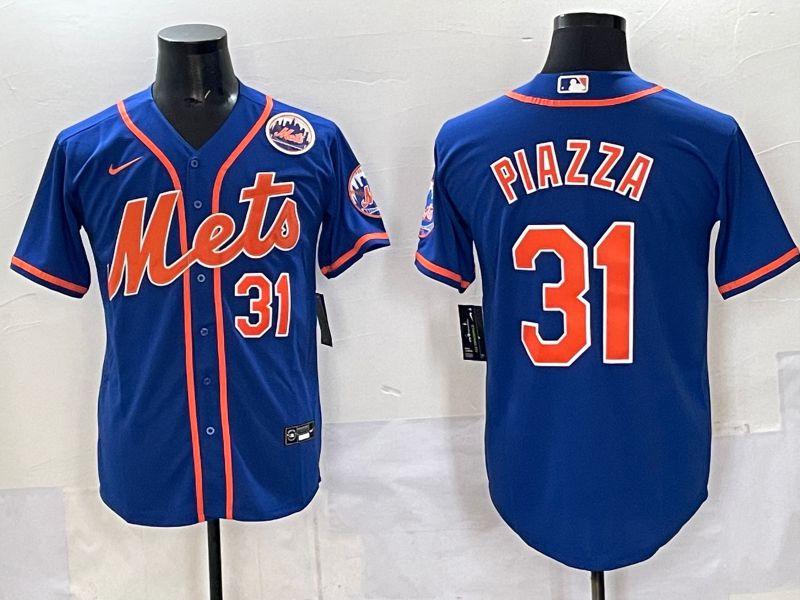 Men 2025 New York Mets 31 Piazza Blue Game Nike MLB Jersey style 02